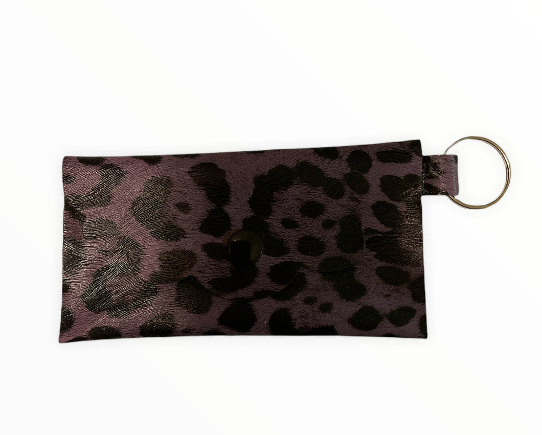 Purple leopard Coin & Card Wallet