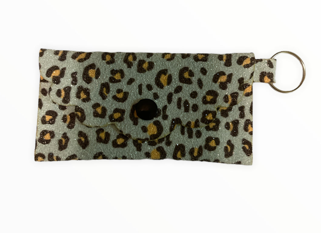 Glitter blue leopard Coin & Card Wallet